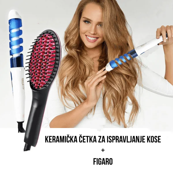 Keramicka cetka za ispravljanje kose + figaro